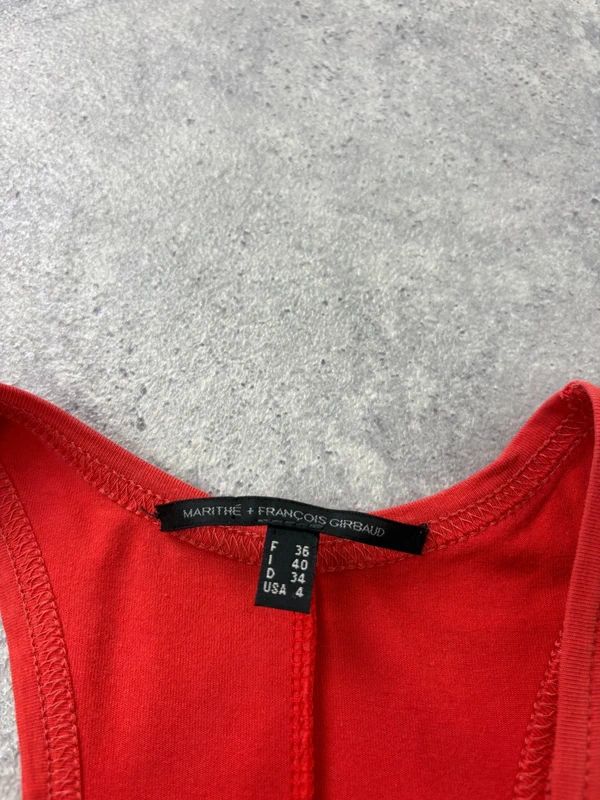 Marithé + François Girbaud gathered red midi dress