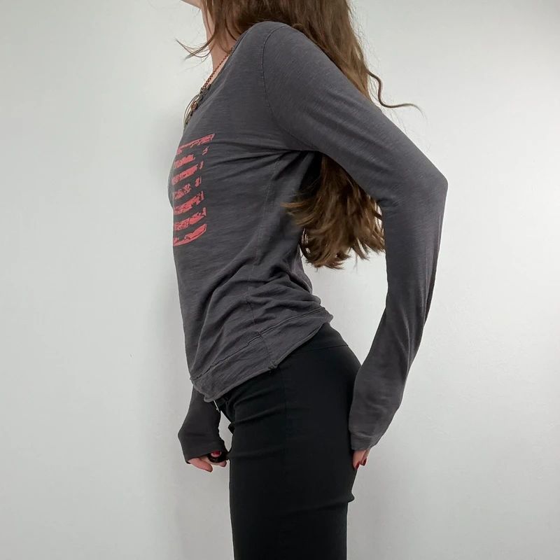 grey slouchy slash neck long sleeve t-shirt
