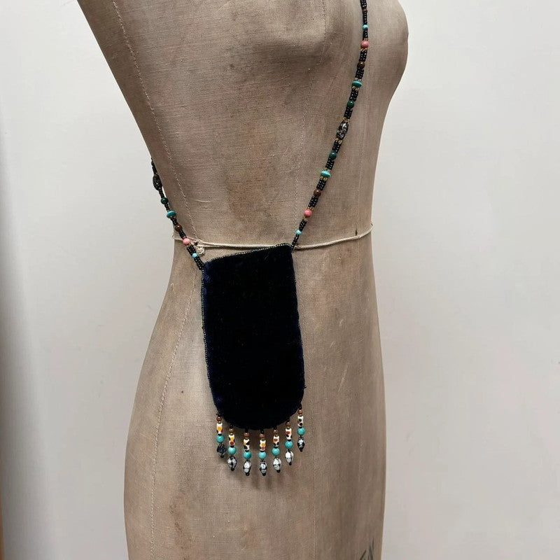 boho beaded velvet pouch
