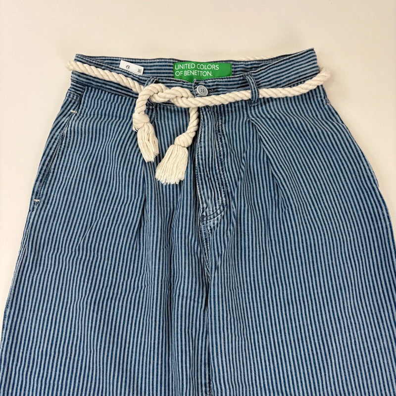 pleated pinstripe barrel trousers