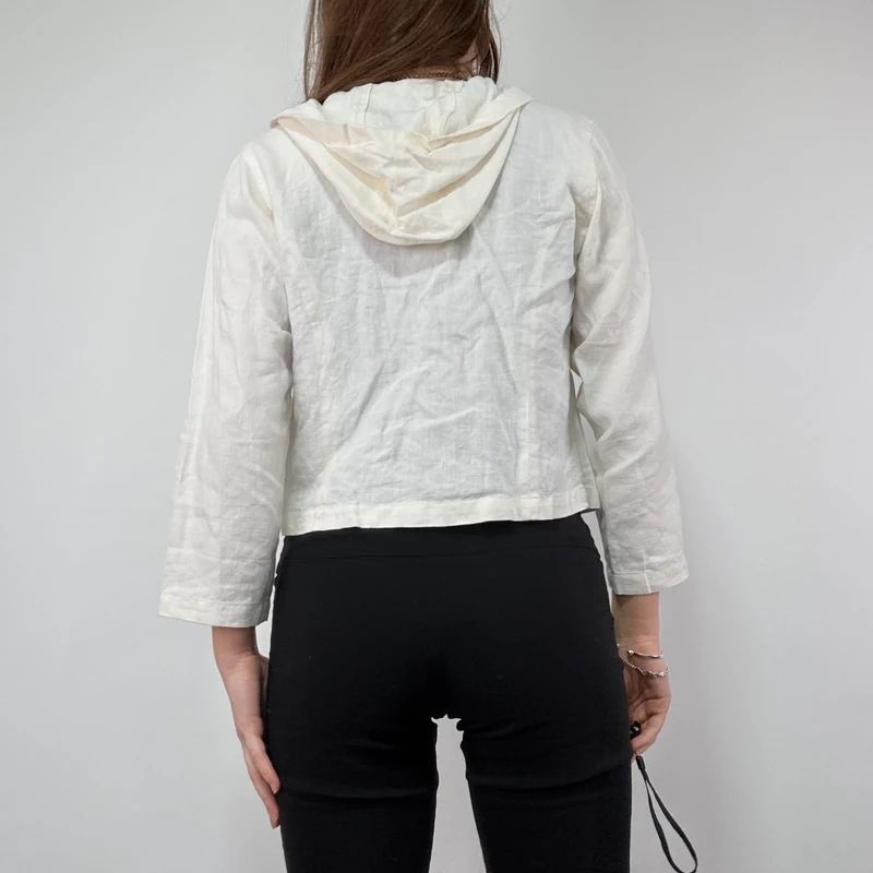White Linen mini cropped shirt