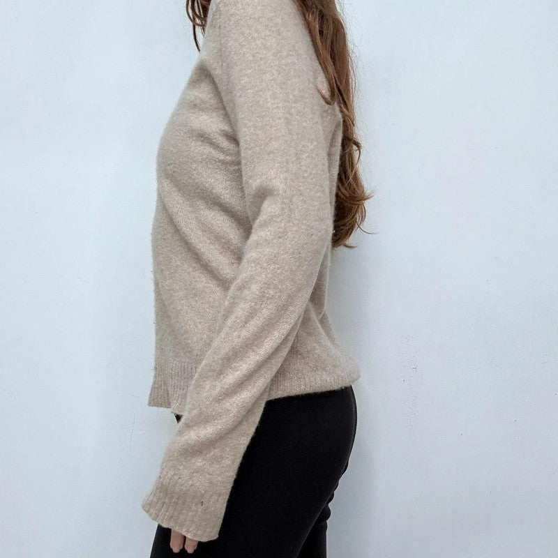 tan cashmere slouchy neck jumper