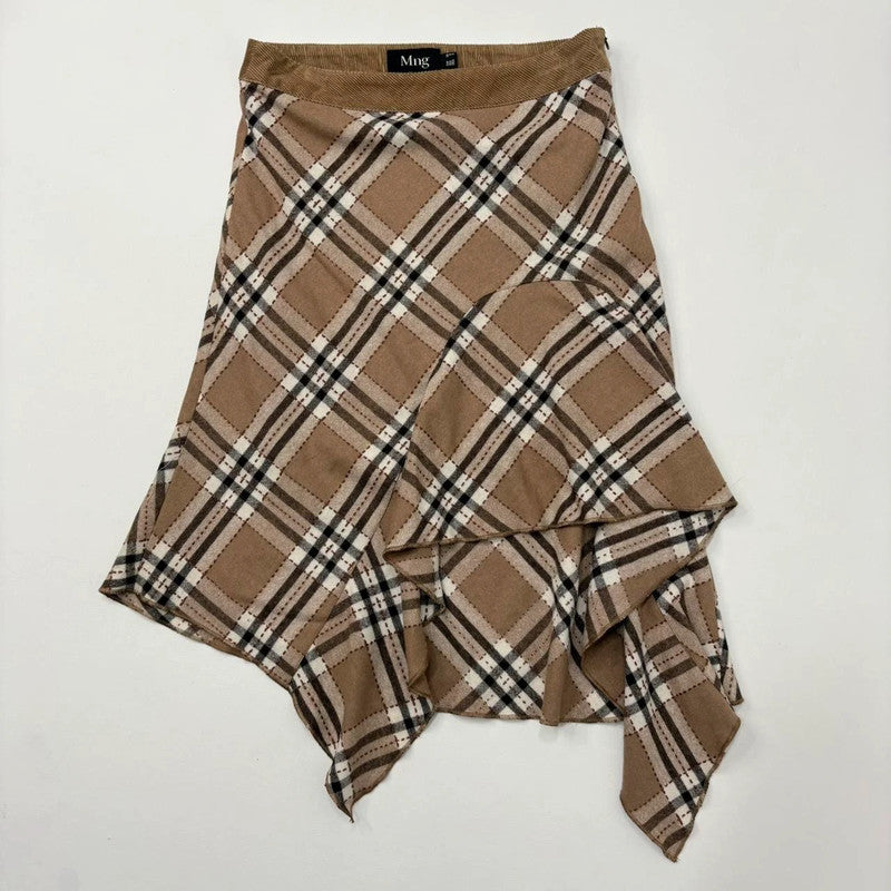 tartan checked asymmetric ruffle skirt