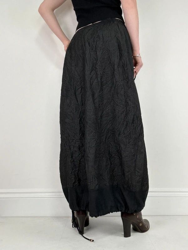 distressed black grunge maxi cargo skirt
