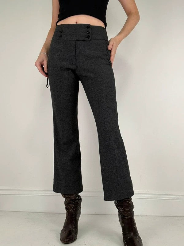 Grey thick waistband flared trousers