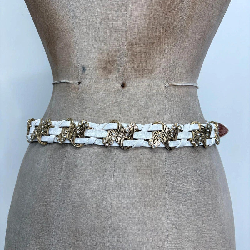 gold chunky leather belt