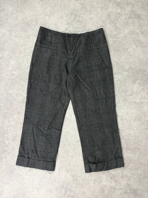 tartan checked grey cropped capri pants
