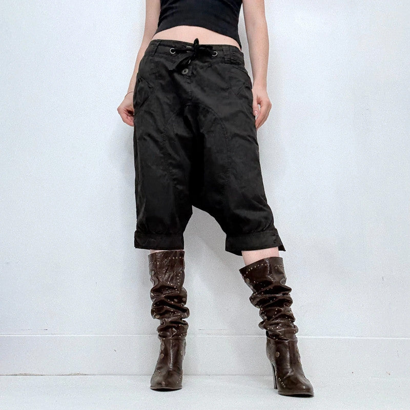 black cropped batwing capri pants