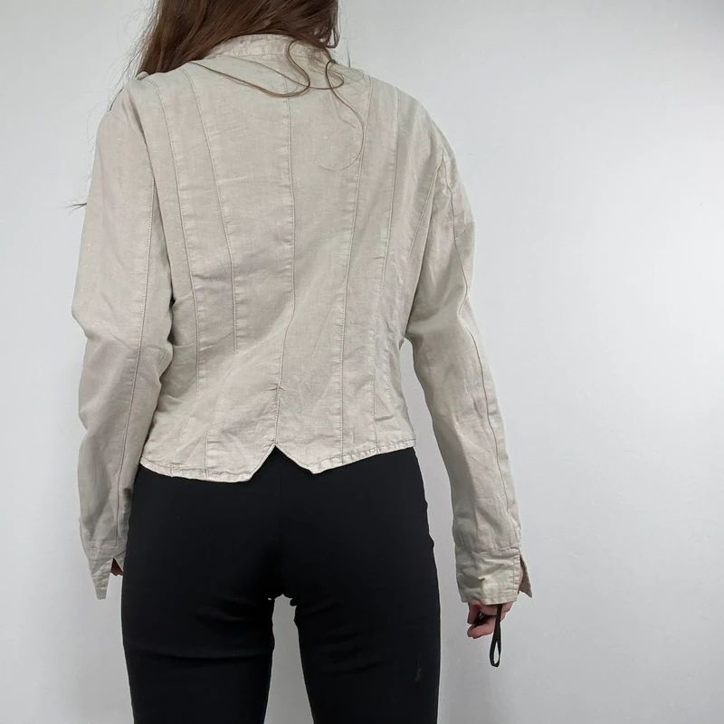 cotton khaki distressed button military jacket