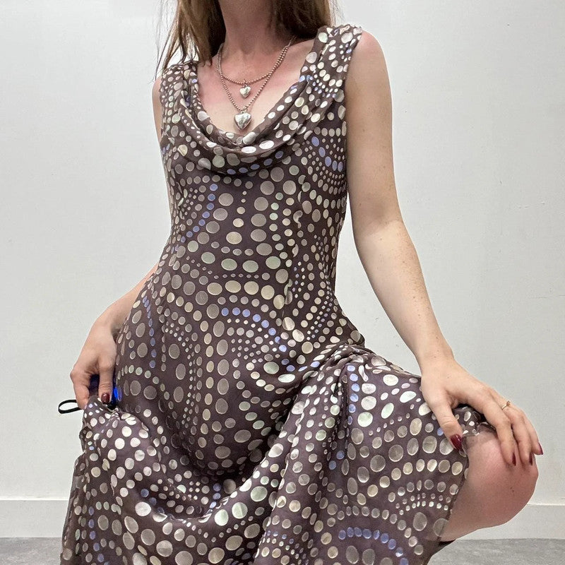 polkadot silk bias cut dress