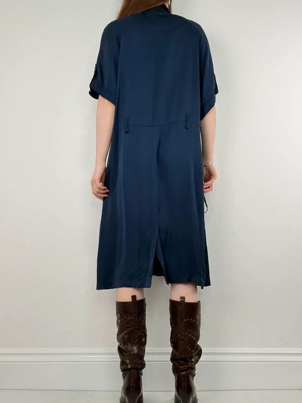 Navy satin Paul & Joe shirt dress