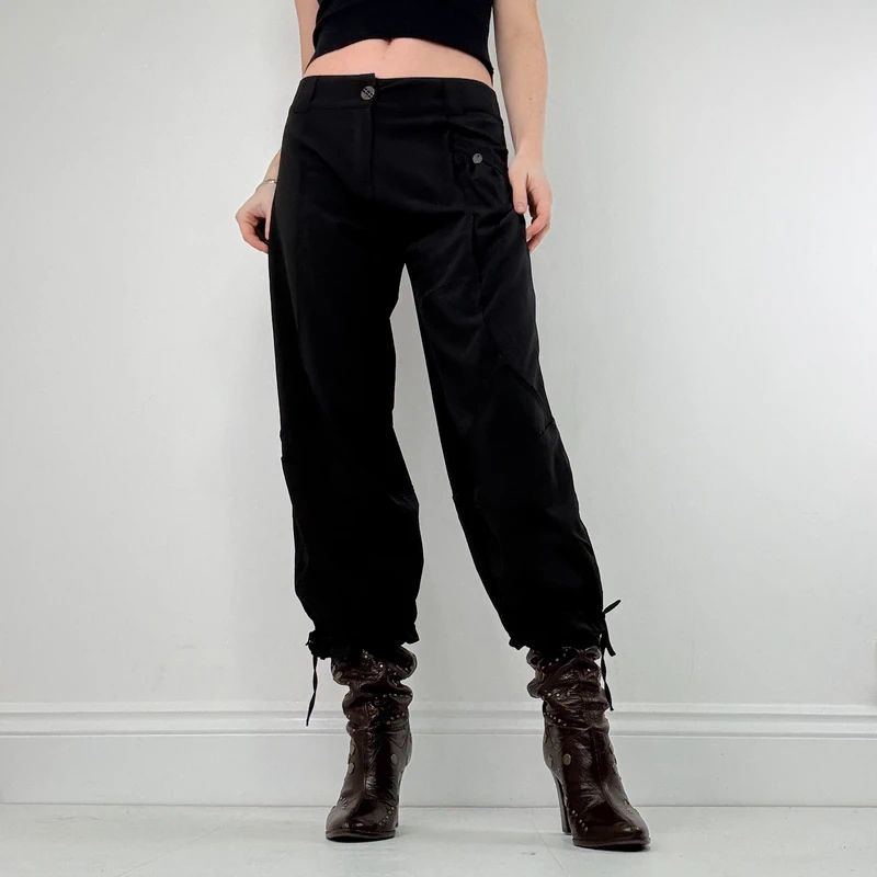 black pleated tech trousers