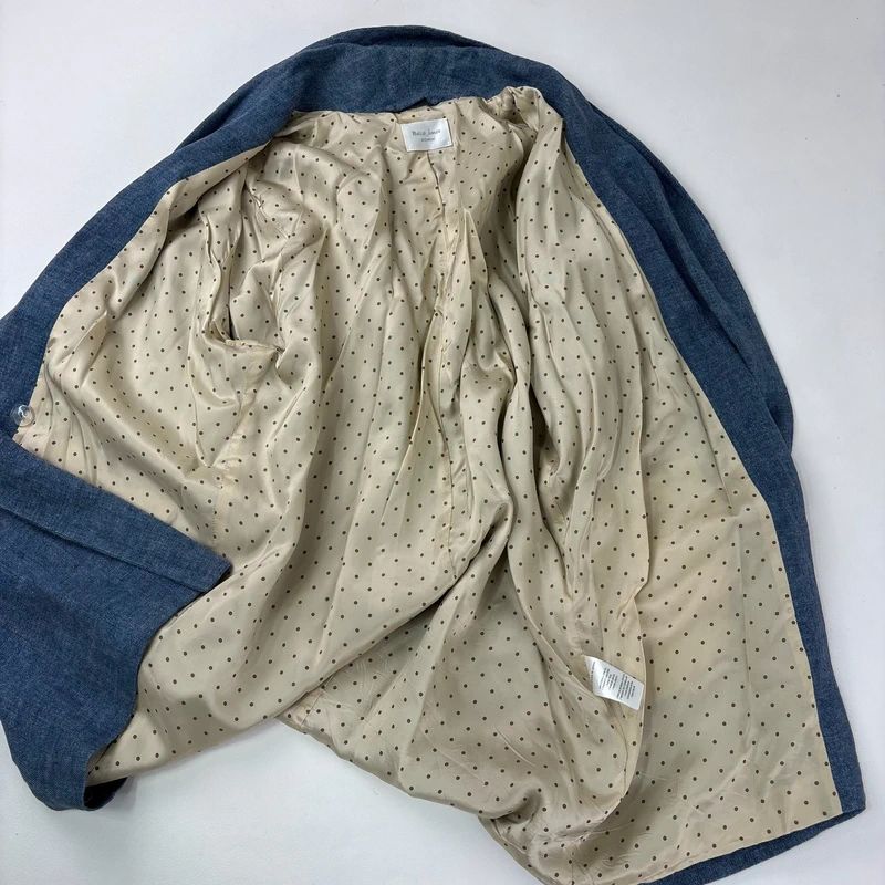 blue linen slouchy oversized long blazer