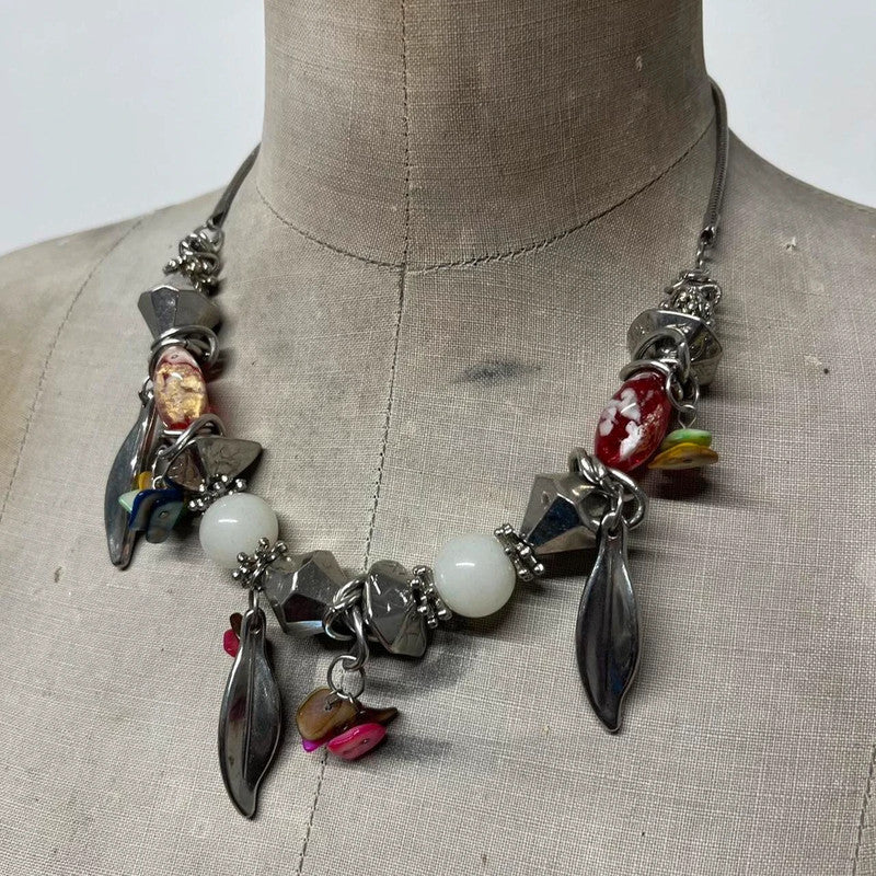 grunge silver charm necklace