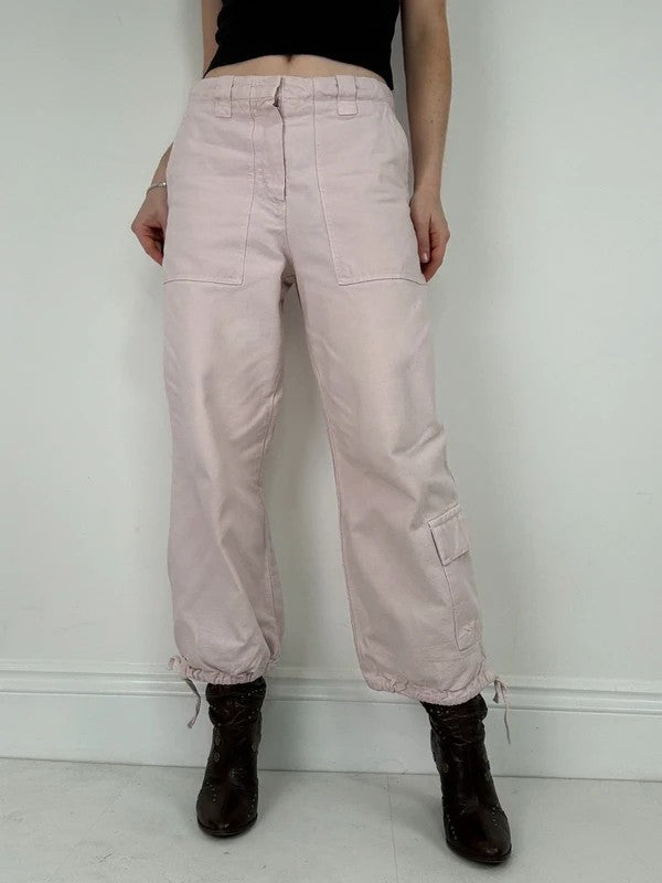 pink wide leg cropped capri pants