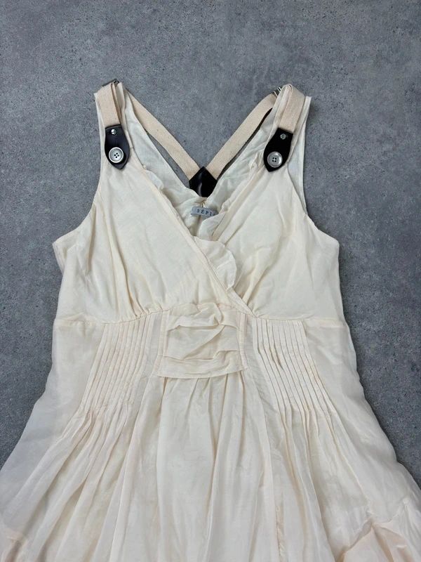cream layered ruffle cotton silk summer mini dress
