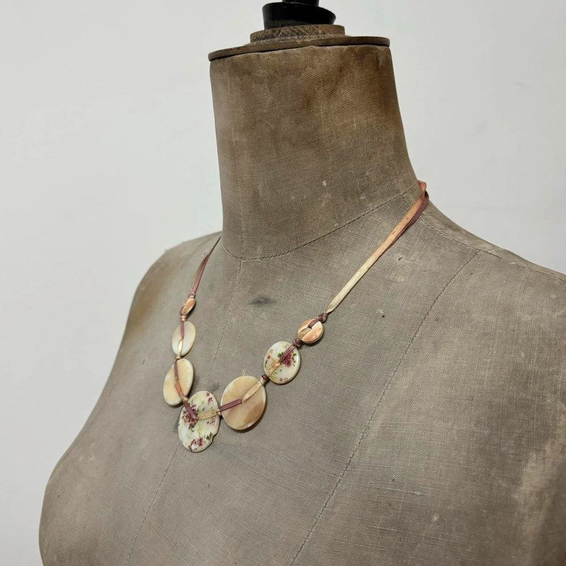 Pearl button charm necklace