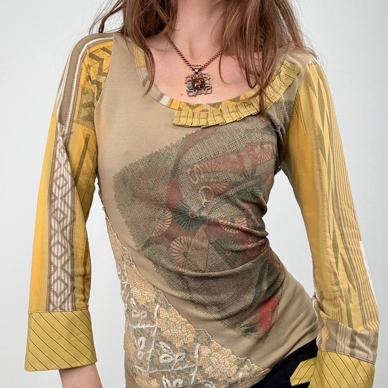 *Save the Queen* khaki lace patterned top