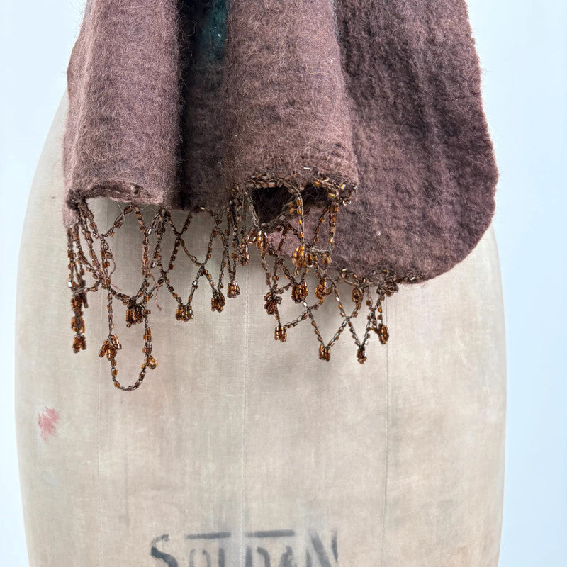 brown felt silk boho fairy scarf