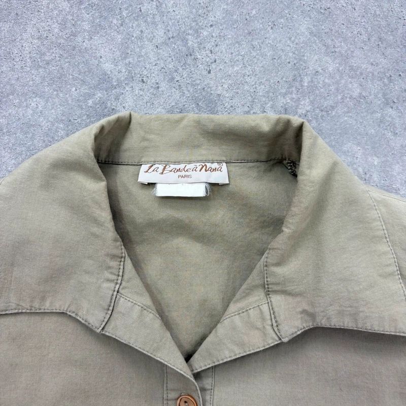 gathered khaki pleated shirt