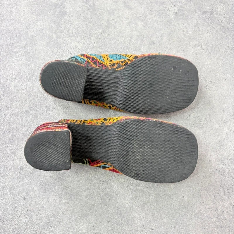 Kantha stitched woven patchwork hippy heels