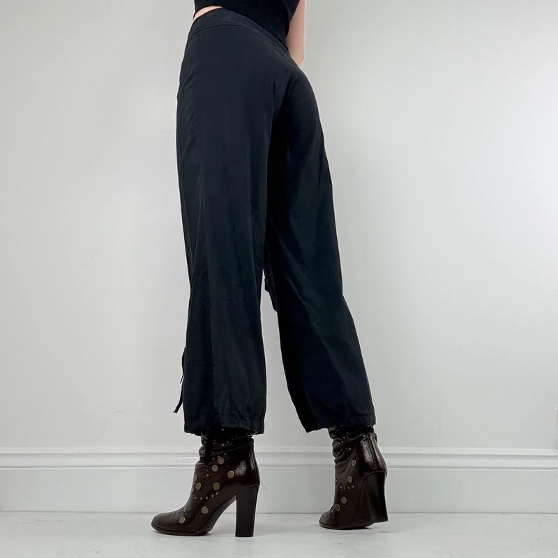 low rise wide leg capri pants