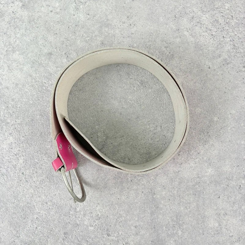 Pink leather chunky thick belt