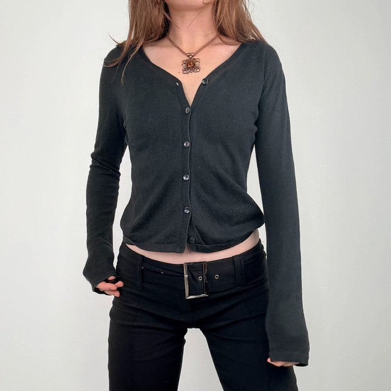 black cropped button cardigan