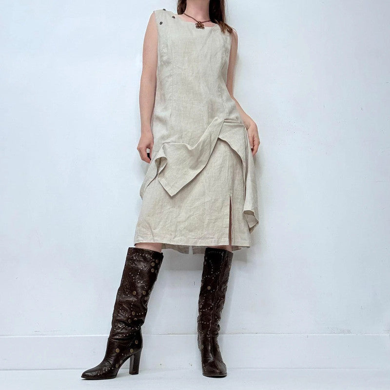 asymmetric linen maxi dress