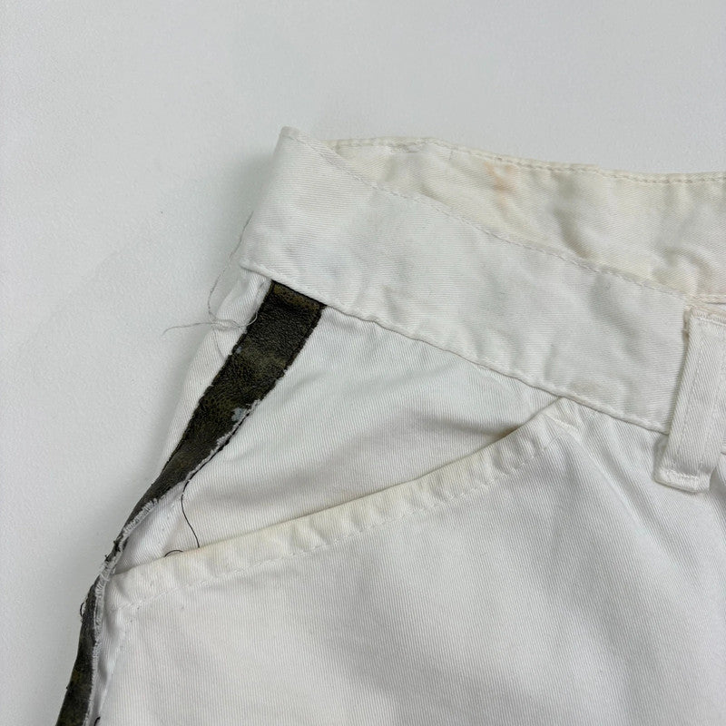 white cotton canvas flared trousers