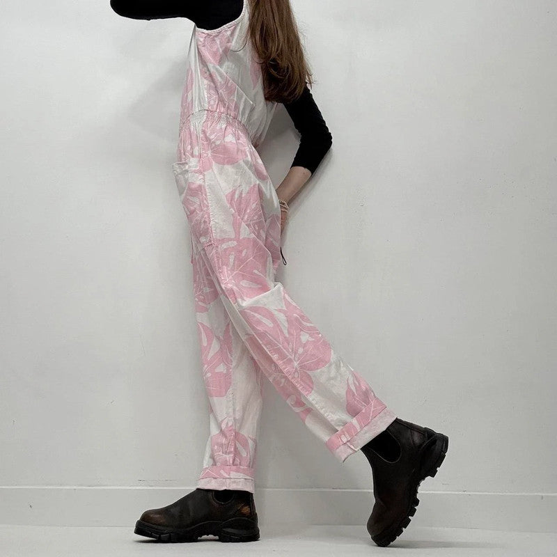 baggy cotton pink overalls