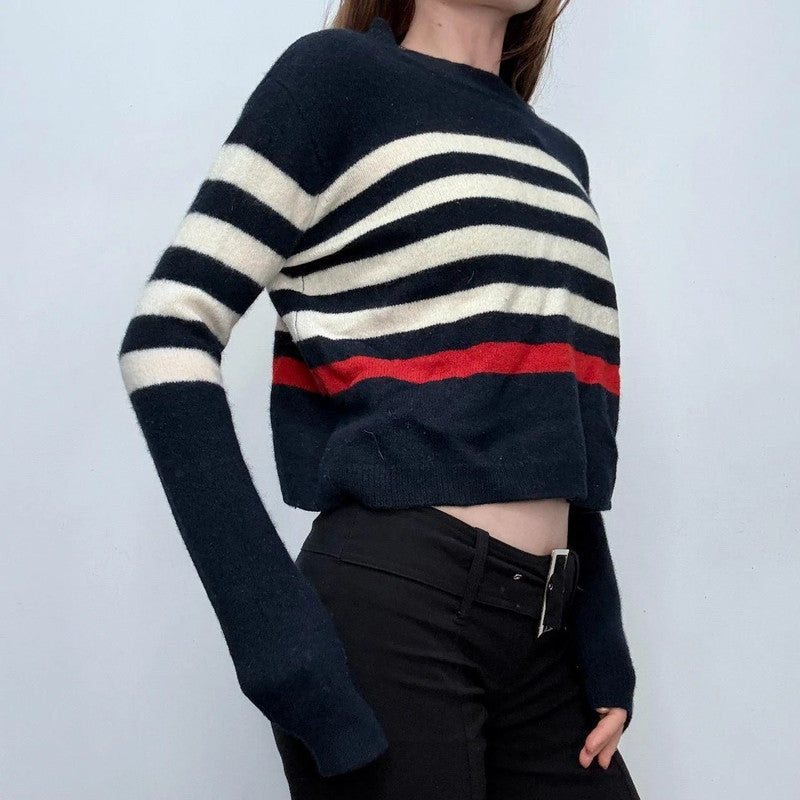navy wool striped knit jumper