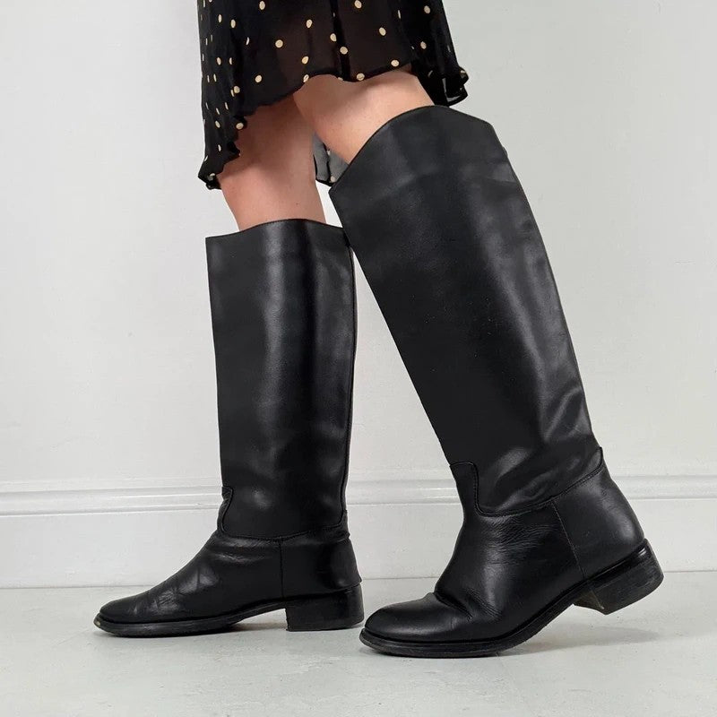 Valentino Black leather riding boots
