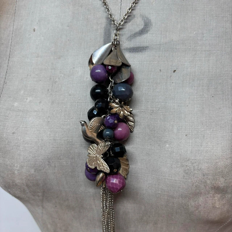 silver flower charm necklace