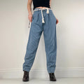 pleated pinstripe barrel trousers