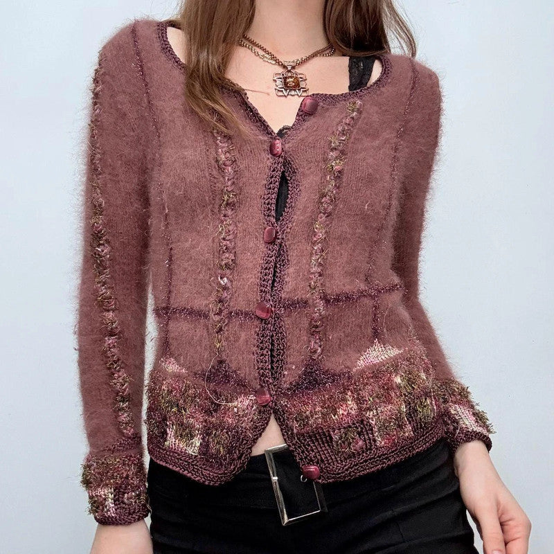 pink embroidered fairycore cardigan