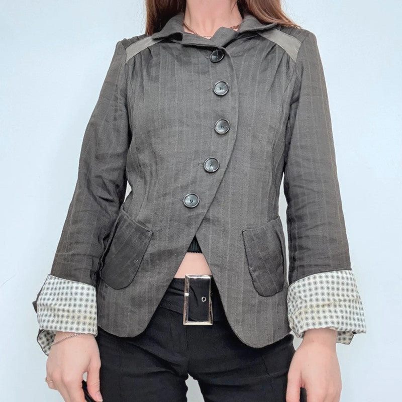 pinstripe flared asymmetric military napoleonic jacket