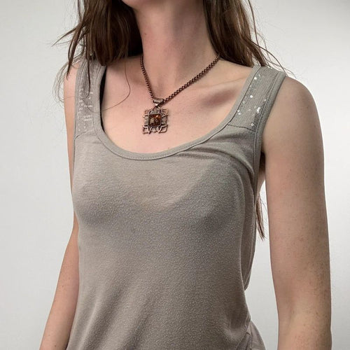 beige slouchy square neck vest top