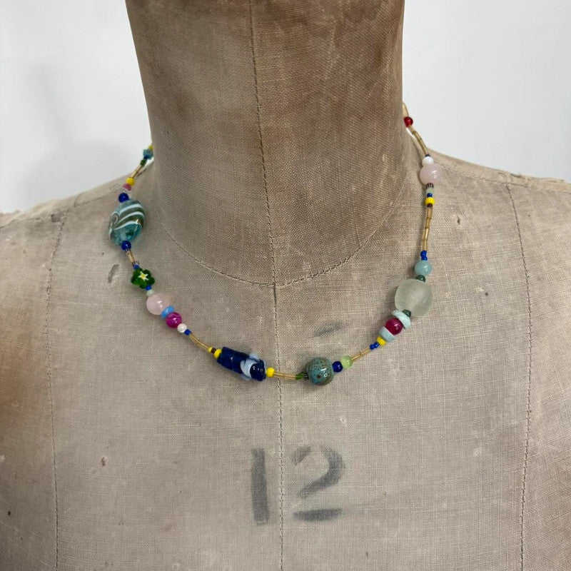 chunky beaded colourful necklace