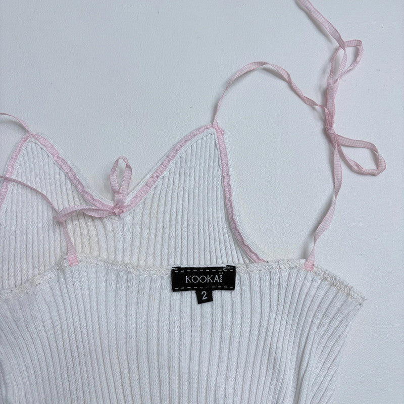 white ribbed gingham vest top