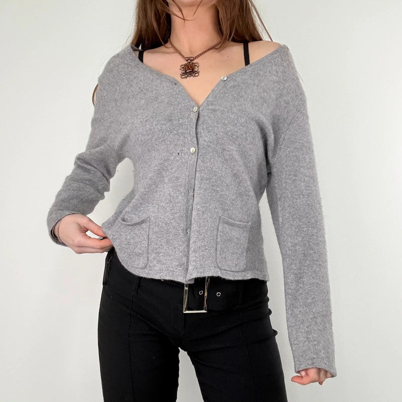 slouchy grey cashmere cardigan