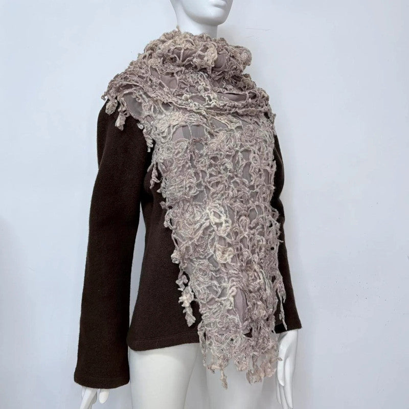 distressed flared wool cashe jumper