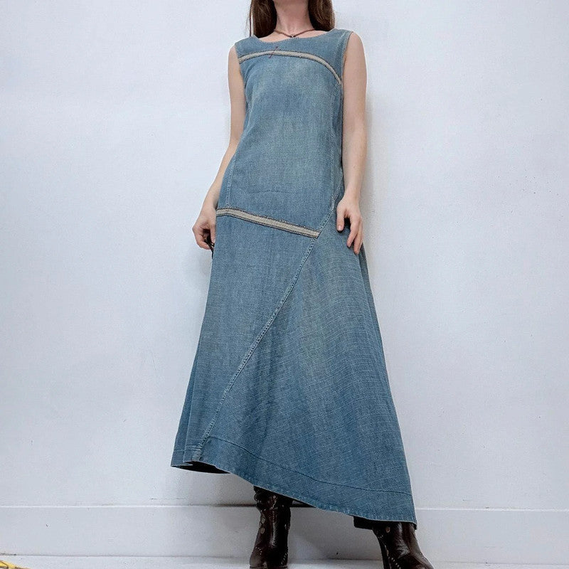 denim utility maxi cargo dress