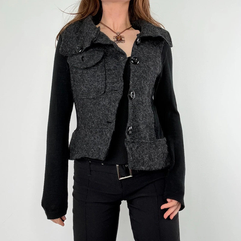 asymmetric wool high neck slouchy jacket