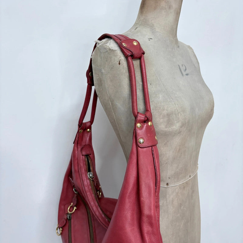 red leather slouchy boho Salvatore Ferragamo bag