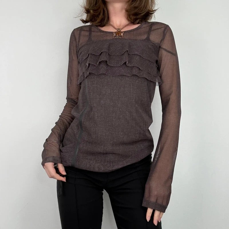 Brown Cop Copine long sleeve layered top