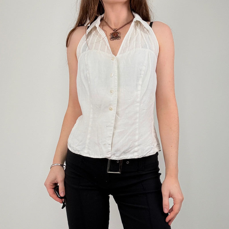 white linen Anne Fontaine vest
