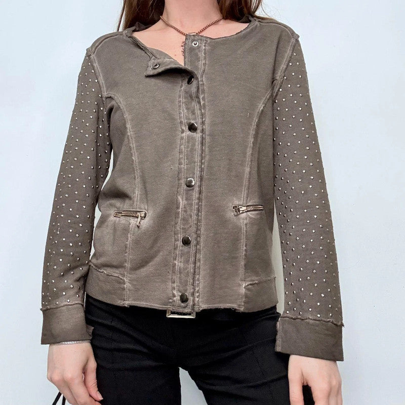 studded distressed flared top