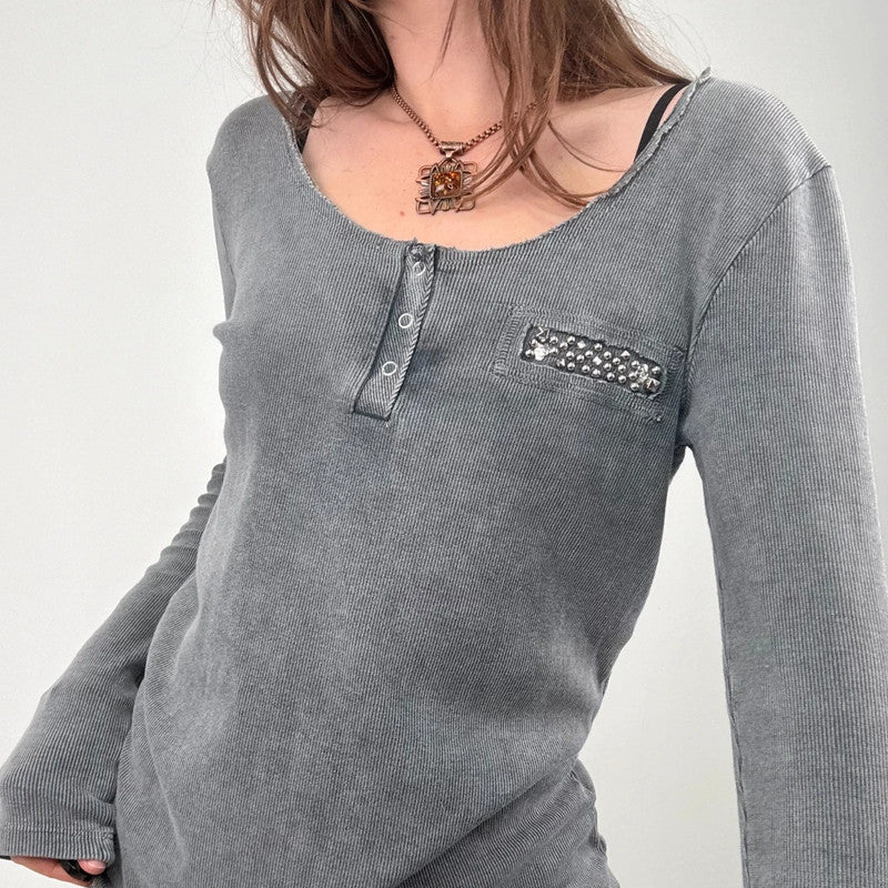 slouchy grey distressed t-shirt