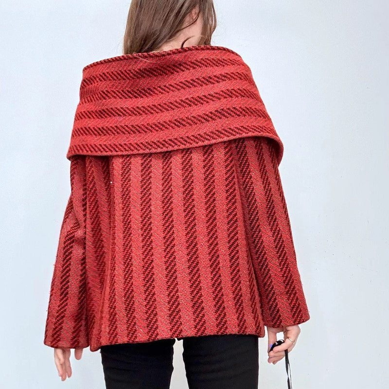 Christian Dior herringbone wrap scarf wool coat